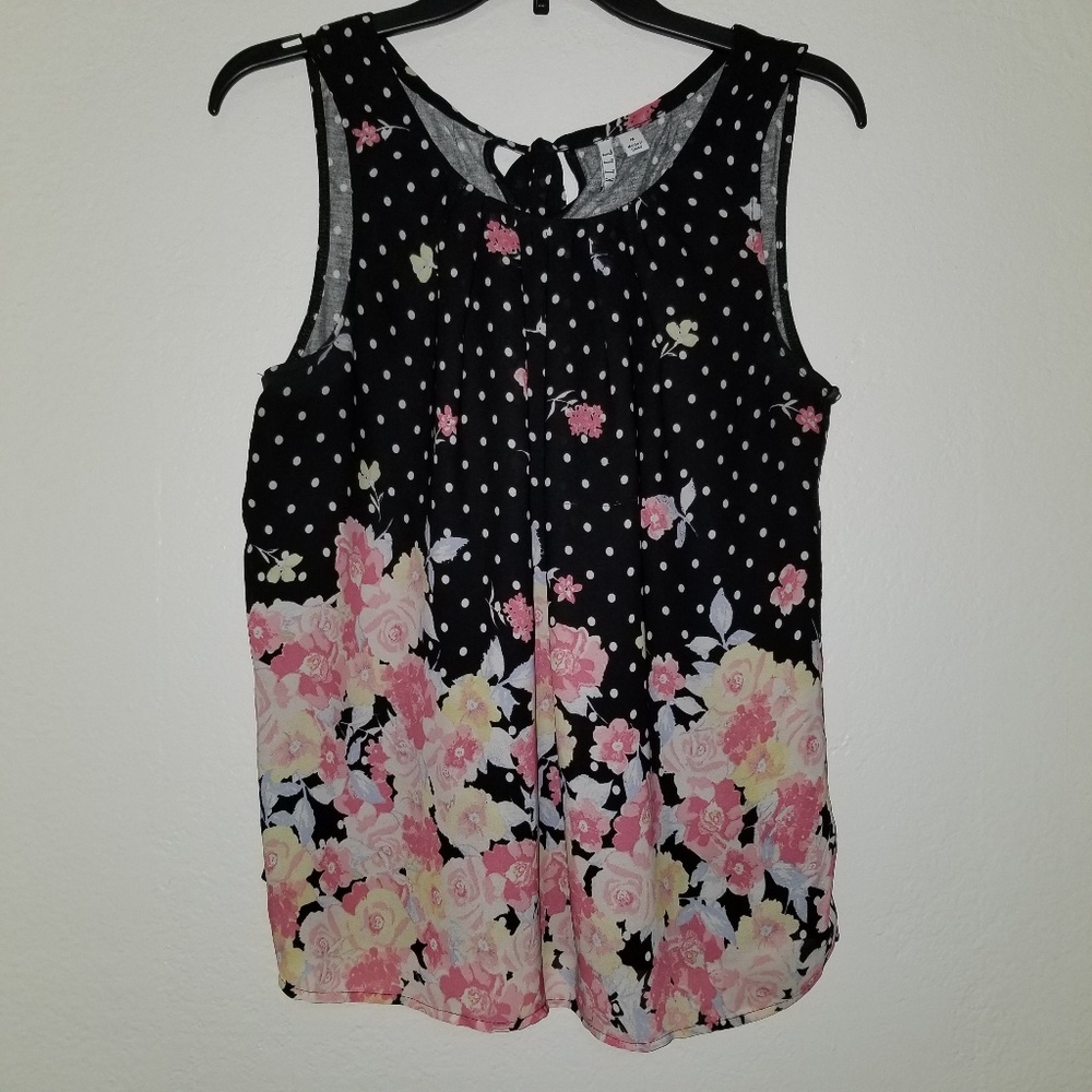 ELLE floral casual / dressy tank top sz m